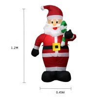 Christmas Inflatable Aufblasbar LED Lights Santa Outdoor Decoration  With Gift Cane