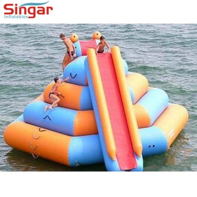 Hot sale Inflatable Water Park slide, Aqua Floating Island Climbing Tower Slide