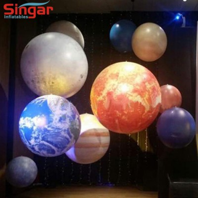 LED Lighting Giant Inflatable Solar System Planet Earth Moon Jupiter Saturn Uranus Neptune Mercury Venus For Party Decoration