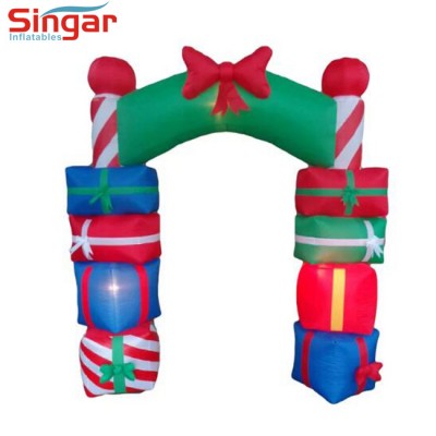 Christmas Prop Inflatable Gift Boxes Arch with Bow Tie for home decoration