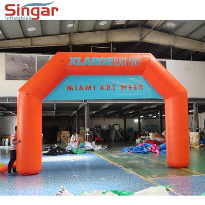 Durable inflatable race entrance arch with banner